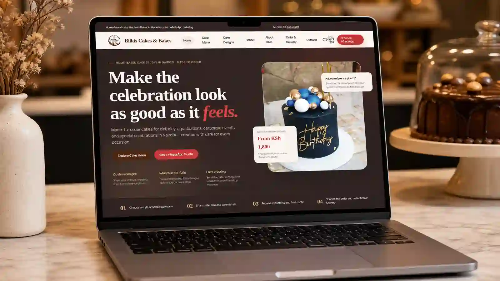 Bilkis Cakes and Bakes custom cake website in Nairobi